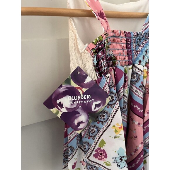 NWT New Blueberi Boulevard Girls Toddler Dress Hankerchief Hem Garden Floral 2T - Picture 2 of 6